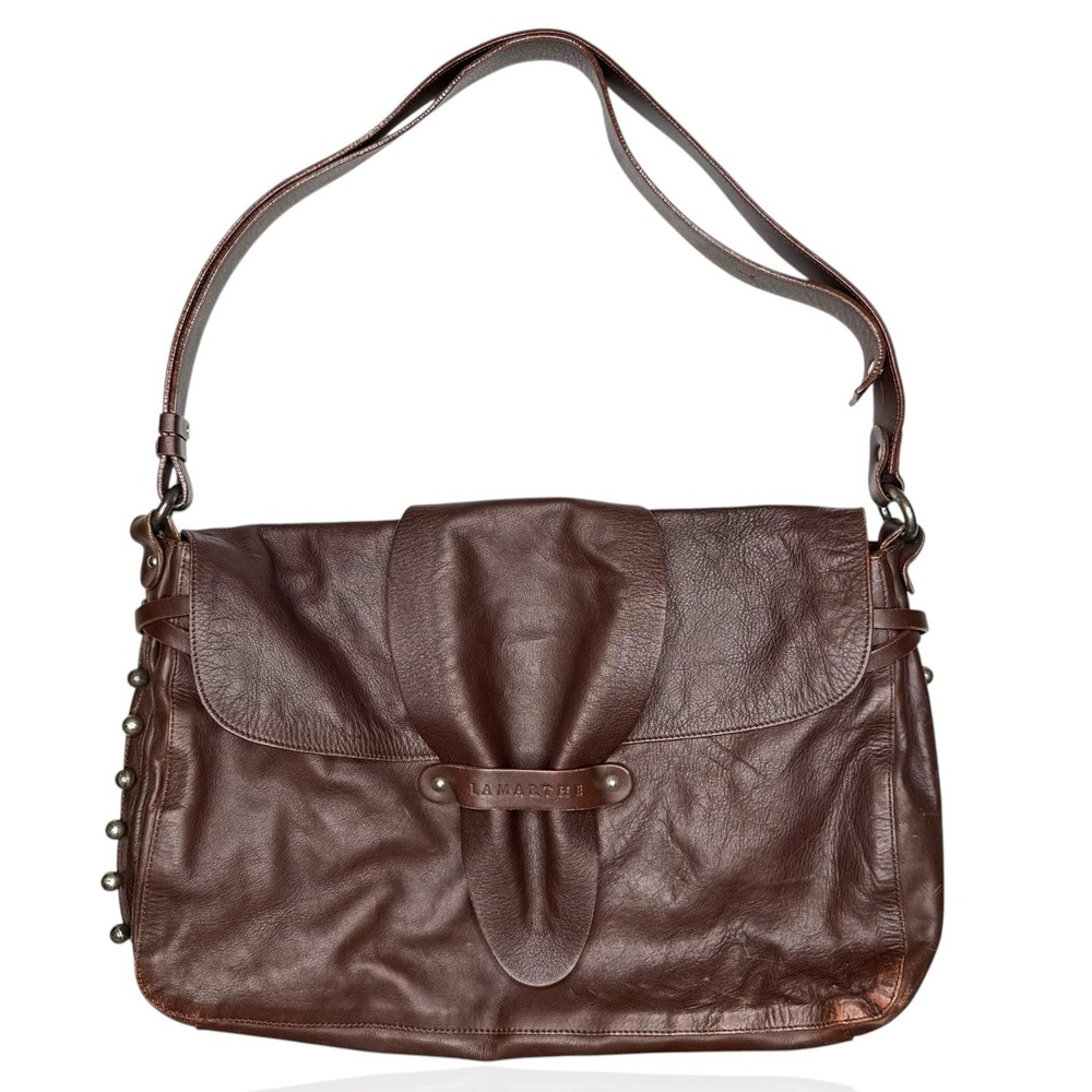 Lamarthe Paris Soft Leather Bag Brown Slouchy Hobo Studded Y2K‎ Made In Romania